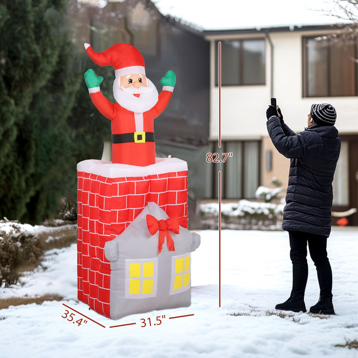 7FT Prelit Animated Inflatable Santa in Chimney Moving Up & Down with LED Lights - Outdoor Christmas Decoration - Monsta Online