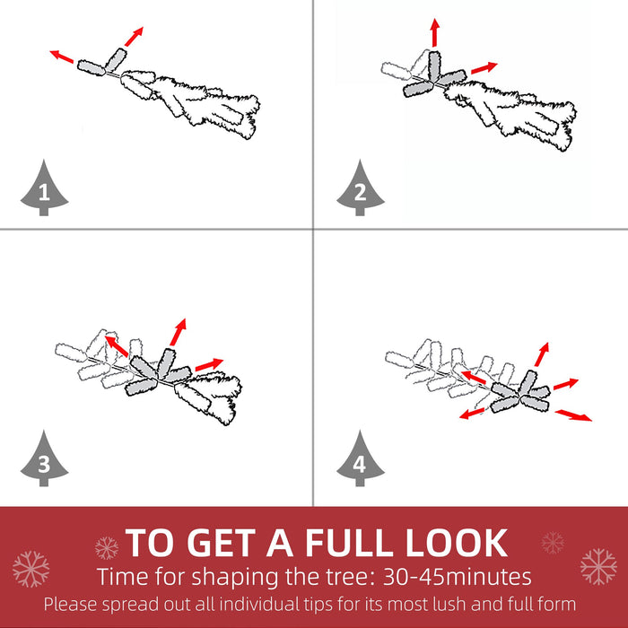 7.5FT Snow Flocked Artificial Christmas Tree — 1300 Tips, Unlit, Auto - Open Hinged, Green White, Steel Base - Monsta Online