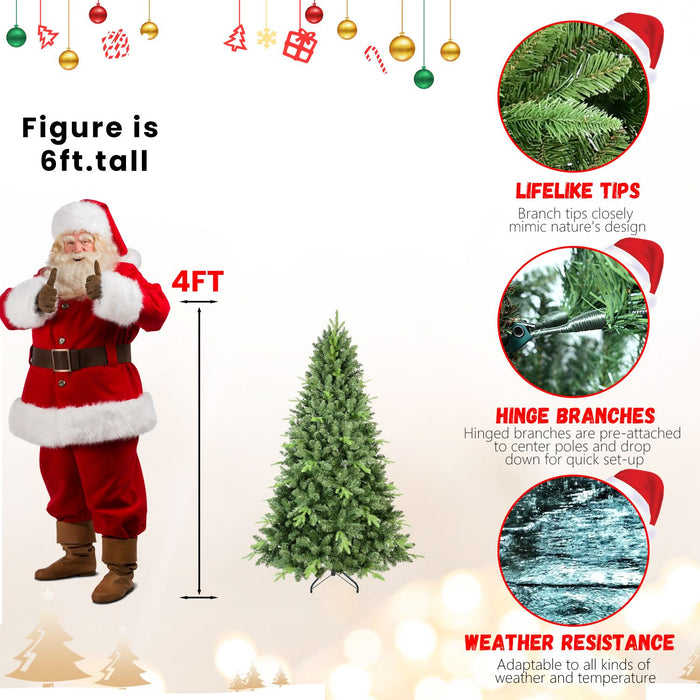 4FT Artificial Christmas Tree — 636 Tips, PE+PVC, Full Shape, Hinged, Metal Stand - Monsta Online
