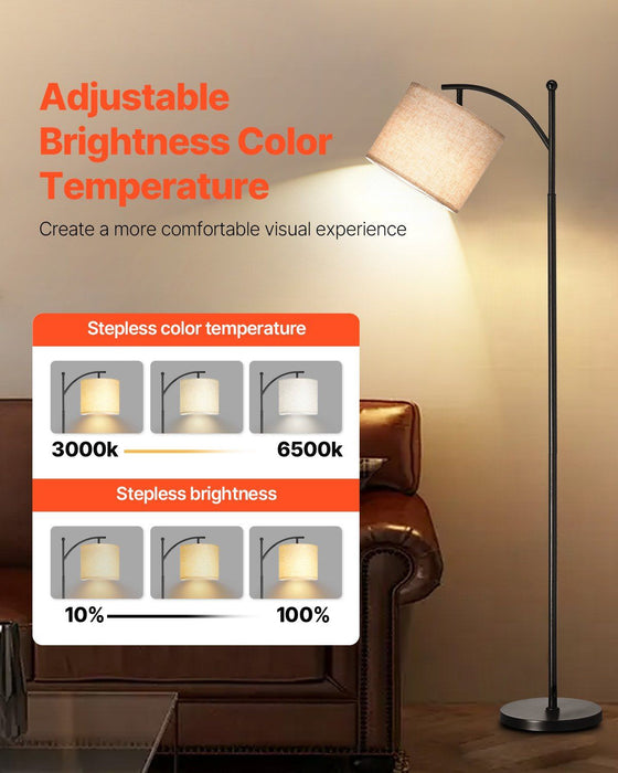 Dimmable Arc Floor Lamp with Remote & Adjustable Color Temperature for Modern Homes - Monsta Online