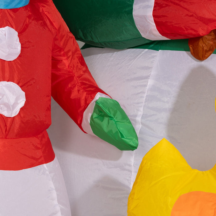 5FT Prelit Inflatable Snowman Family Roasting Marshmallows with LED Lights - Outdoor Christmas Decoration - Monsta Online