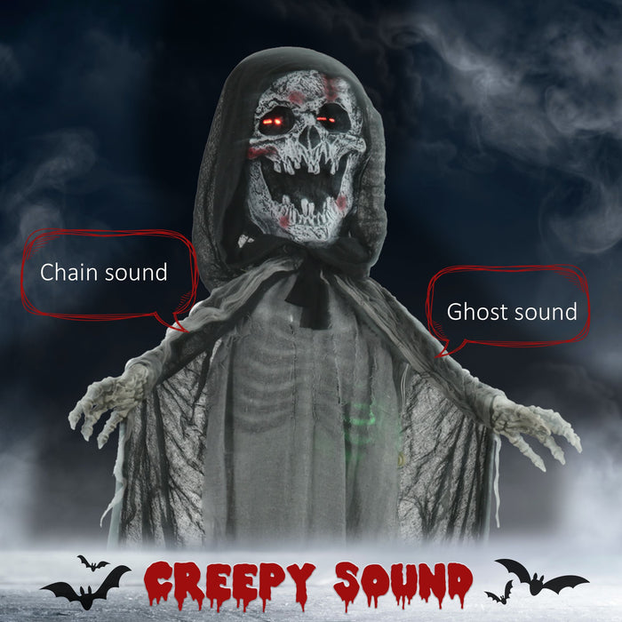 6ft Halloween Animatronic Skeleton Witch – Sound Activated with Light - Up Eyes, Glowing Chest and Creepy Chain Howls - Monsta Online