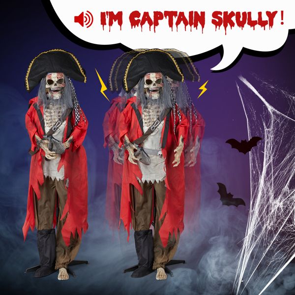 6.3ft Animatronic Halloween Pirate – Motion and Sound Activated with Shaking Head and Creepy Talking - Monsta Online