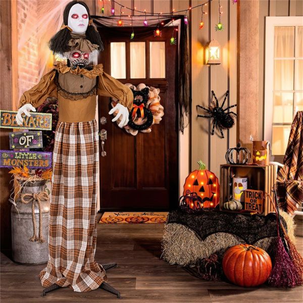 5.4ft Animatronic Halloween Witch – Motion and Sound Activated Pop - Up with Flashing Eyes and Screeching Laugh - Monsta Online