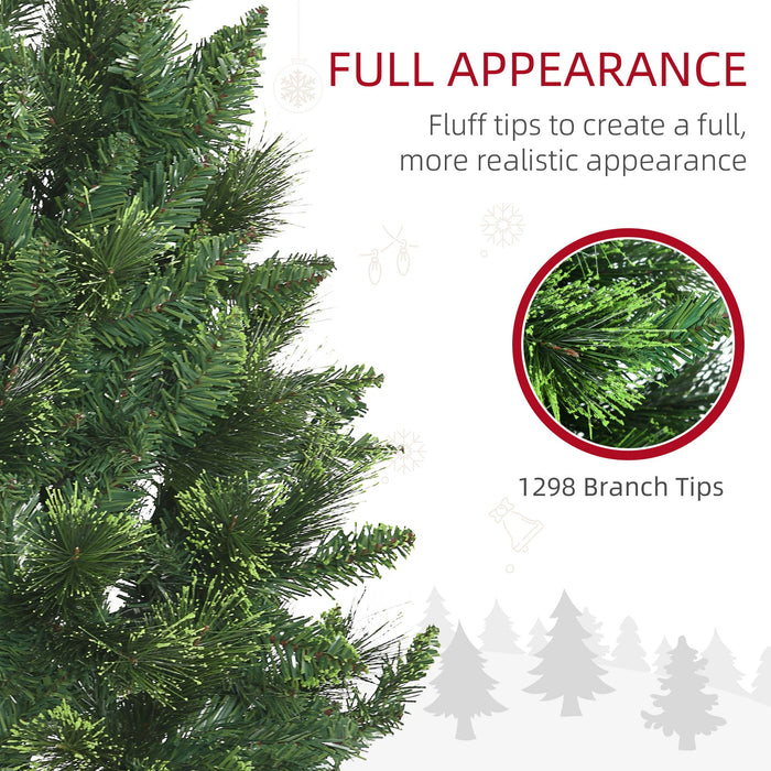 9FT Pencil Artificial Christmas Tree — 1075 Tips, Auto - Open Hinged, Unlit, Pine Needles, Steel Base - Monsta Online