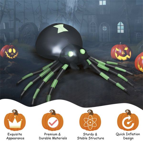 6FT Halloween Inflatable Spider with LED Lights – Giant Blow Up Yard Decoration - Monsta Online