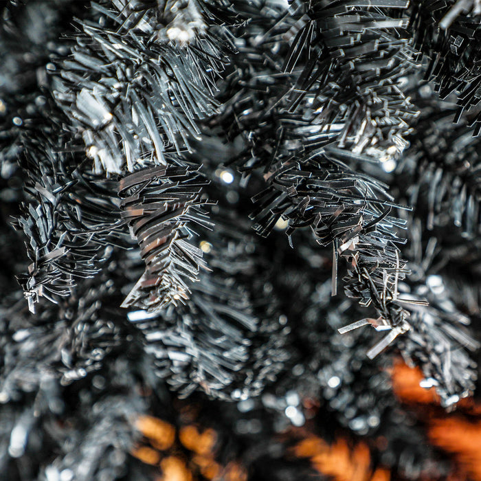 6FT Black Slim Pencil Pre - Lit Artificial Christmas Tree — 200 Warm White LEDs, 390 Tips, Space - Saving - Monsta Online