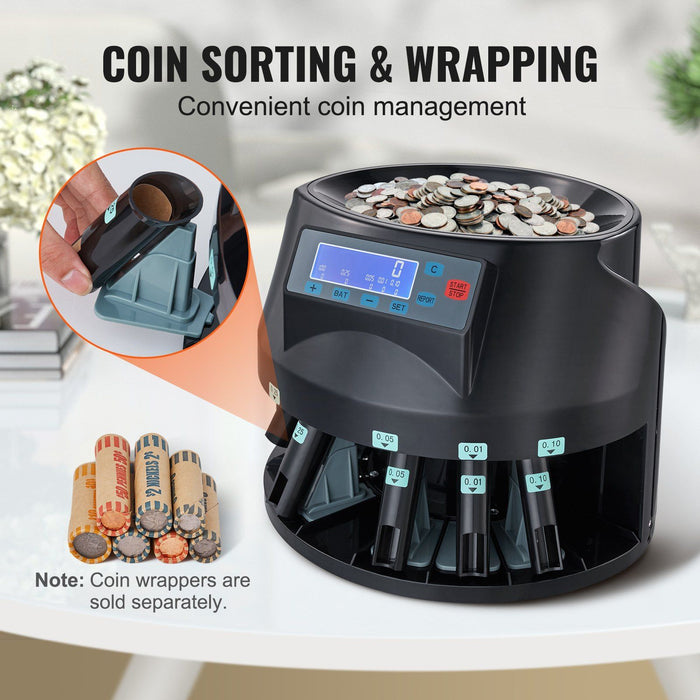 Automatic USD Coin Counter Machine with 2000 Coin Capacity and LCD Display - Monsta Online