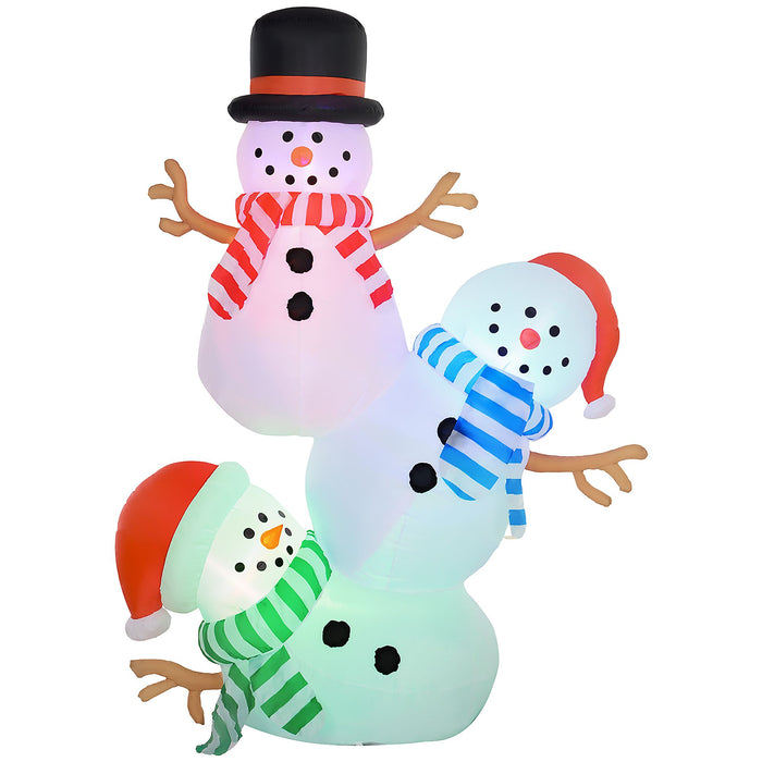 8FT Inflatable Three Stacked Snowmen with LED Lights - Outdoor Christmas Decoration - Monsta Online