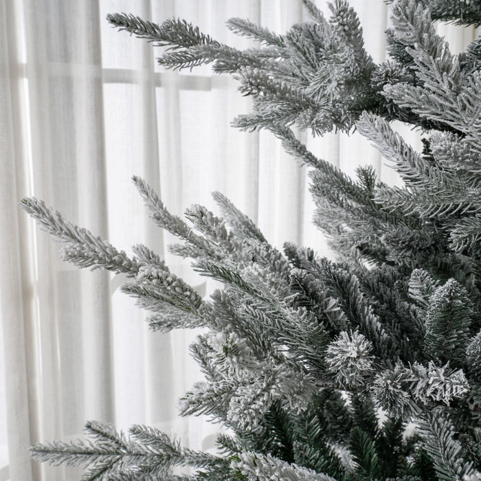 9FT Snow Flocked Artificial Christmas Tree — 1939 Tips, Unlit, Auto - Open Hinged, Nordic Pine, Steel Base - Monsta Online