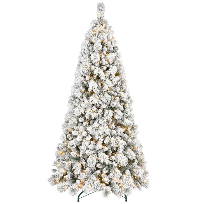5FT Pre - Lit Flocked Artificial Christmas Tree — 250 Warm LED, 518 Tips, Hinged, Metal Stand - Monsta Online