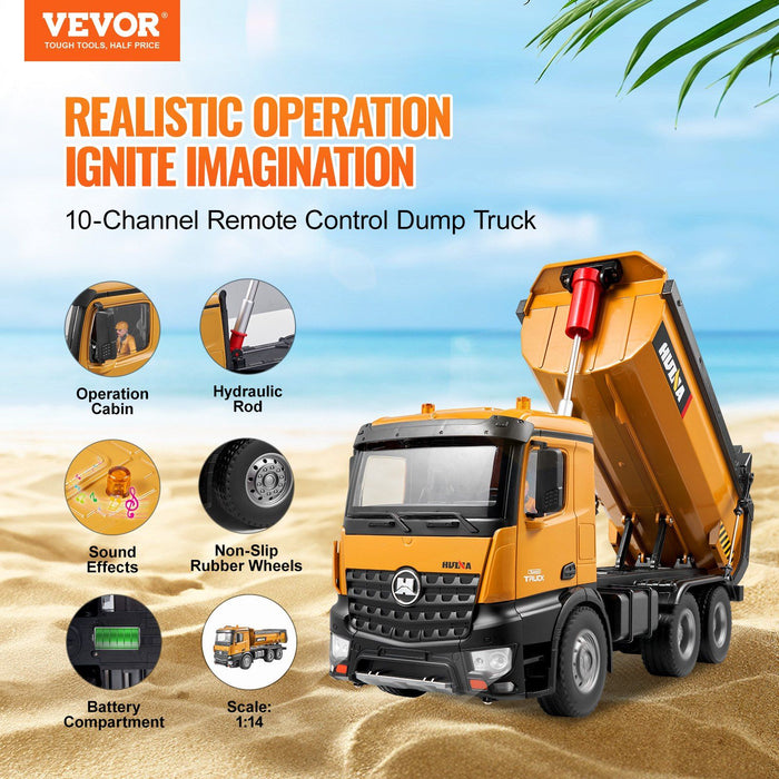 1:14 Scale Remote Control RC Dump Truck – 10 Channel Control With Dual Batteries - Monsta Online