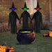 5.2ft Sound Activated Halloween Animatronic Black Witch – with Color - Changing LED Head and Creepy Sounds - Monsta Online
