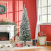 6FT Snow Flocked Pencil Artificial Christmas Tree — 492 Tips, Unlit, Full - Bodied, Foldable Steel Base - Monsta Online