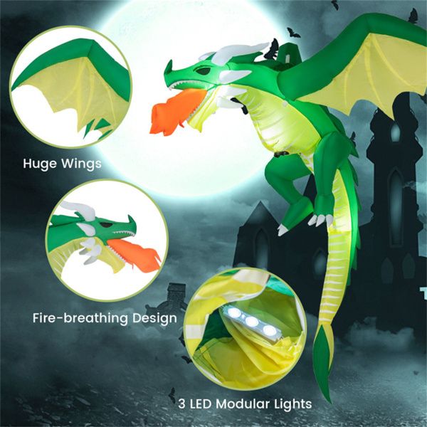 5FT Halloween Inflatable Fire - Breathing Dragon with LED Lights - Monsta Online