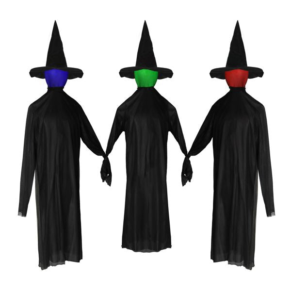 5.2ft Sound Activated Halloween Animatronic Black Witch – with Color - Changing LED Head and Creepy Sounds - Monsta Online