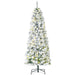 6FT Snow Flocked Pre - Lit Artificial Christmas Tree — 250 Warm White LEDs, 462 Tips, Hinged Pencil, Steel Base - Monsta Online