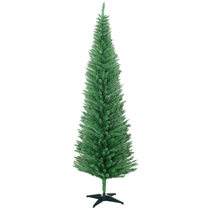 7FT Light Green Pencil Artificial Christmas Tree — 499 Tips, Unlit, Slim, Plastic Stand - Monsta Online