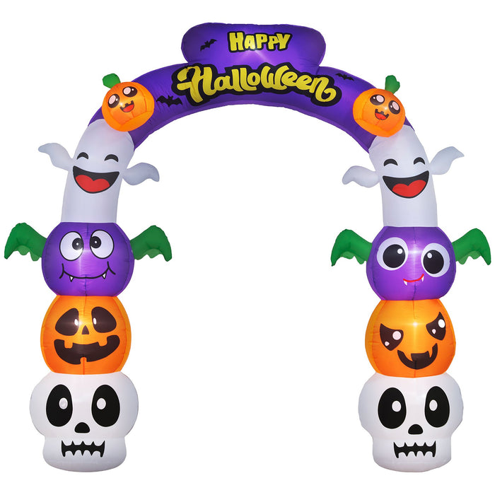 8ft Inflatable Halloween Archway with Pumpkins, Skulls, Ghosts and Bats - Monsta Online