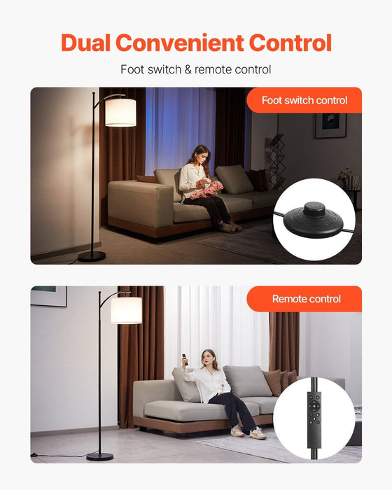 Dimmable Arc Floor Lamp with Remote & Adjustable Color Temperature for Modern Homes - Monsta Online