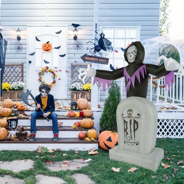 6FT Halloween Inflatable Grim Reaper with Grave and LED Lights - Monsta Online