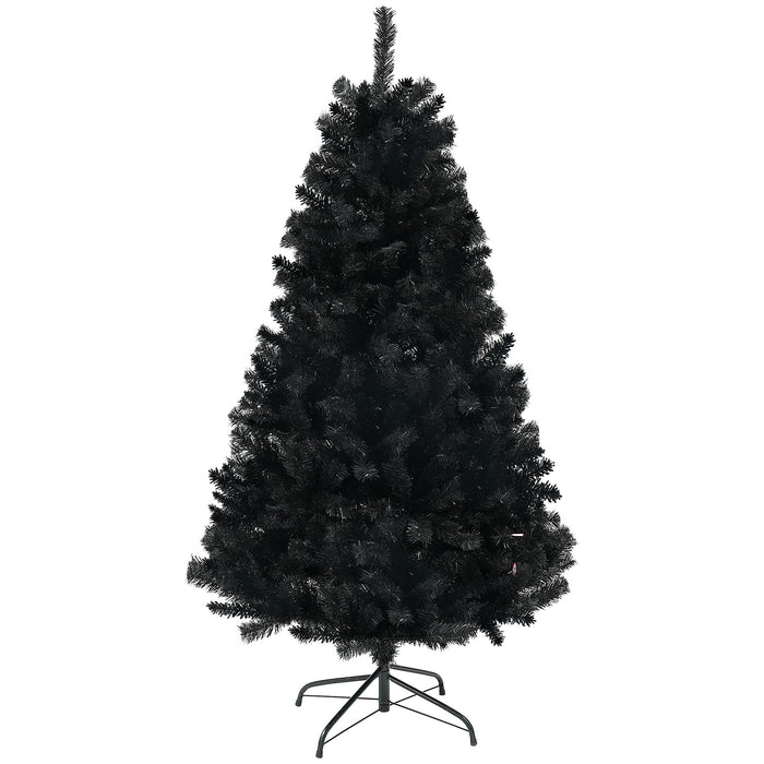6FT Black Artificial Christmas Tree — 1000 Tips, Unlit, Auto - Open Hinged, Full Wide Shape, Steel Base - Monsta Online