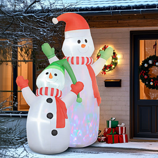 8FT Prelit Inflatable Snowman and Son with Rotating LED Lights - Outdoor Christmas Decoration - Monsta Online