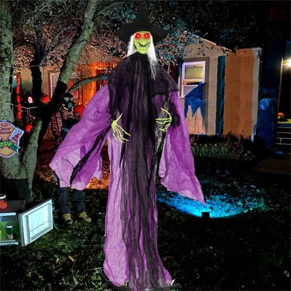 7.2ft Animatronic Halloween Witch – Sound Activated with Glowing Eyes, Eerie Arm Movements and Creepy Sounds - Monsta Online