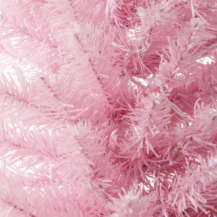 8FT Pink Pre - Lit Pencil Artificial Christmas Tree — 300 Warm White LEDs, 618 Tips, Slim, Steel Base - Monsta Online