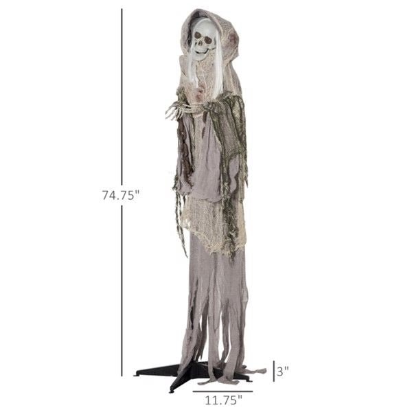 6.2ft Animatronic Halloween Ghost – Motion and Sound Activated with Light - Up Eyes, Turning Movement and Creepy Sounds - Monsta Online