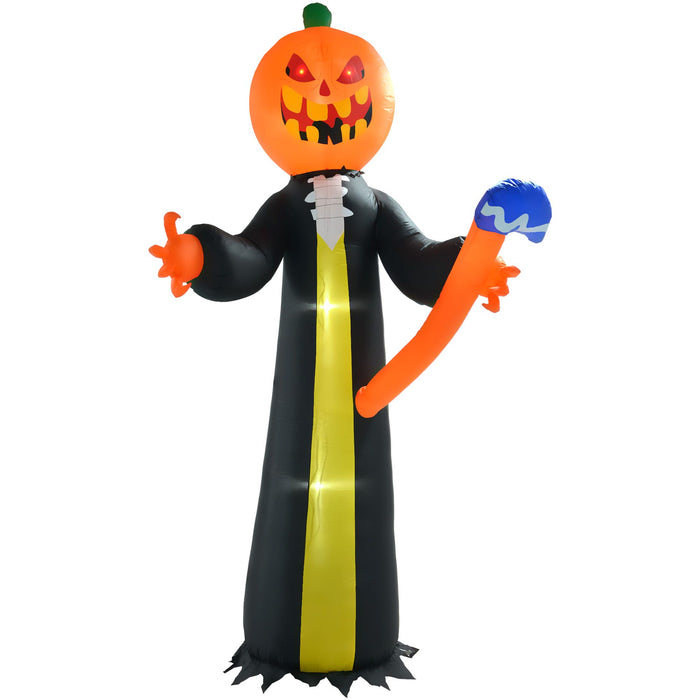 10ft Inflatable Halloween Pumpkin Head Ghost with Hammer and LED Lights - Monsta Online