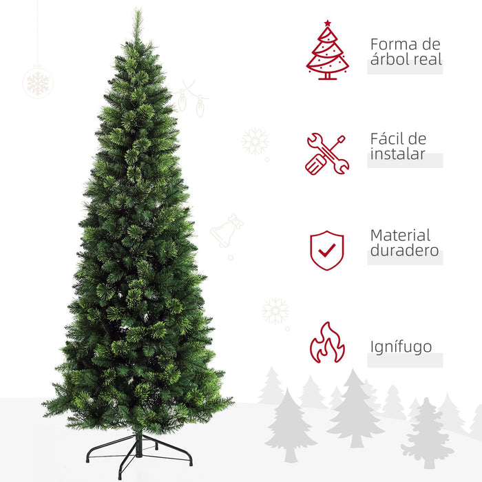 6FT Pencil Artificial Christmas Tree — 618 Tips, Auto - Open Hinged, Unlit, Pine Needles, Steel Base - Monsta Online