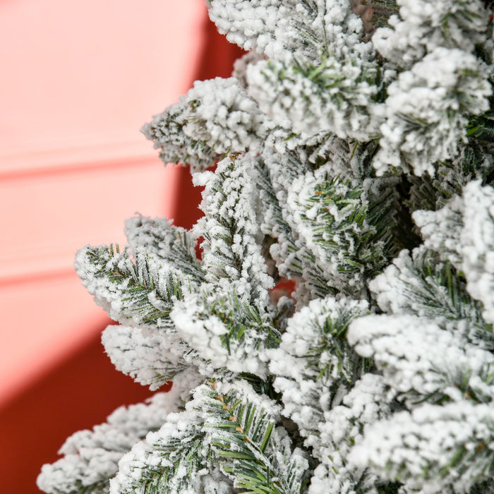 7.5FT Snow Flocked Artificial Christmas Tree — 1300 Tips, Unlit, Auto - Open Hinged, Green White, Steel Base - Monsta Online