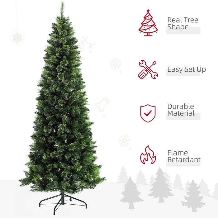 7.5FT Pencil Artificial Christmas Tree — 1075 Tips, Unlit, Auto - Open, Slim Space - Saving, Steel Base - Monsta Online