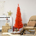 5FT Red Pencil Artificial Christmas Tree — 294 Tips, Unlit, Slim Space - Saving, Plastic Stand - Monsta Online