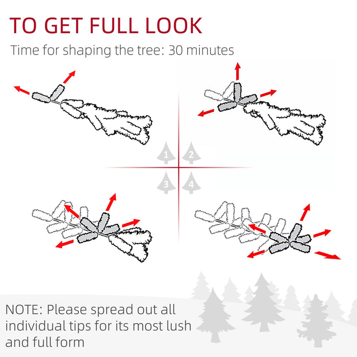 6FT Flocked Artificial Christmas Tree — 795 Tips, Auto - Open Hinged, Snow - Dipped, Steel Base - Monsta Online