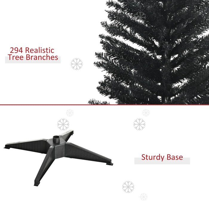 5FT Black Pencil Artificial Christmas Tree — 294 Tips, Unlit, Slim Space - Saving, Plastic Stand - Monsta Online