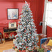8FT Snow Flocked Artificial Christmas Tree — 2003 Tips, Unlit, Auto - Open Hinged, Full Shape, Metal Base - Monsta Online