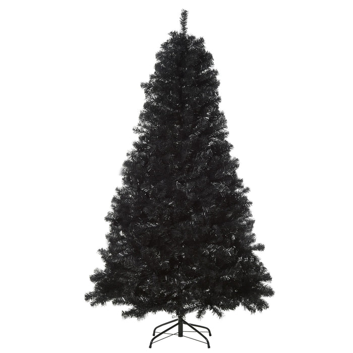 7FT Black Pencil Artificial Christmas Tree — 1346 Tips, Unlit, Auto - Open, Slim Space - Saving, Metal Base - Monsta Online