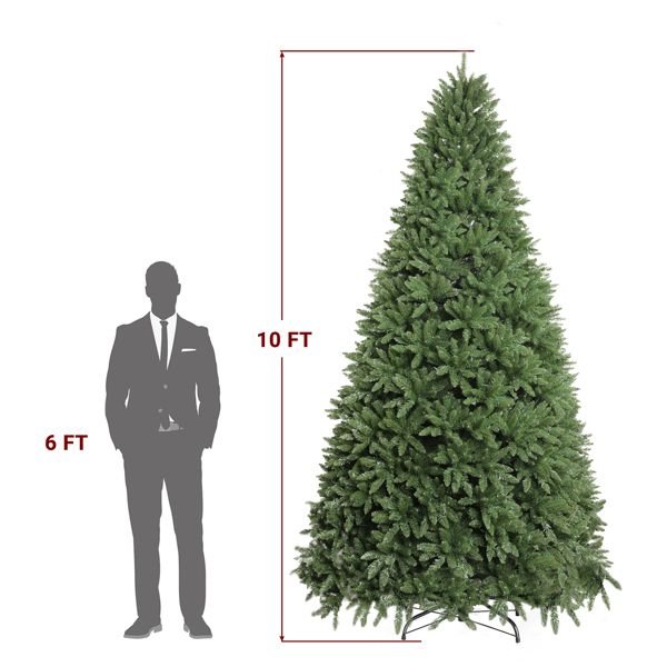 10FT Pre - Lit Artificial Christmas Tree — 5090 Tips, 1200 LED Lights, 10 Modes, Remote Control, Metal Stand - Monsta Online