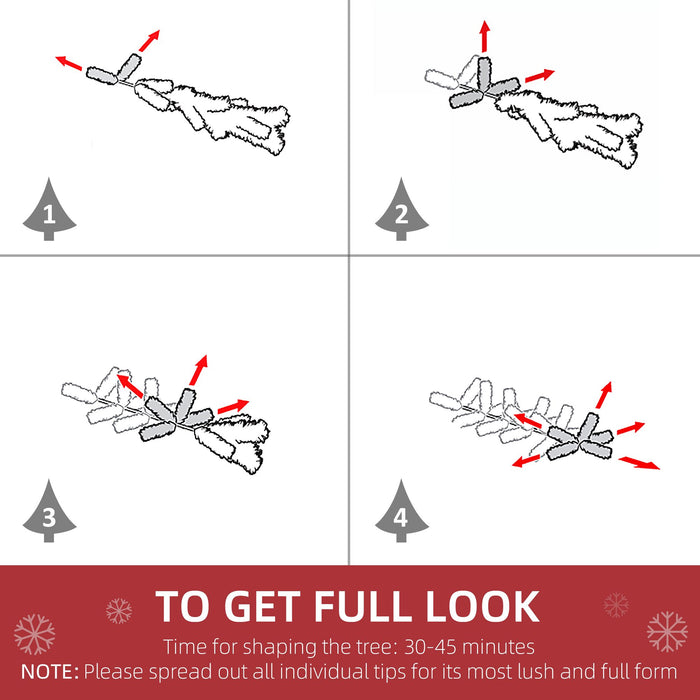 7.5FT Flocked Pencil Artificial Christmas Tree — 950 Tips, Snow, Pinecones, Berries, Unlit, Auto - Open - Monsta Online