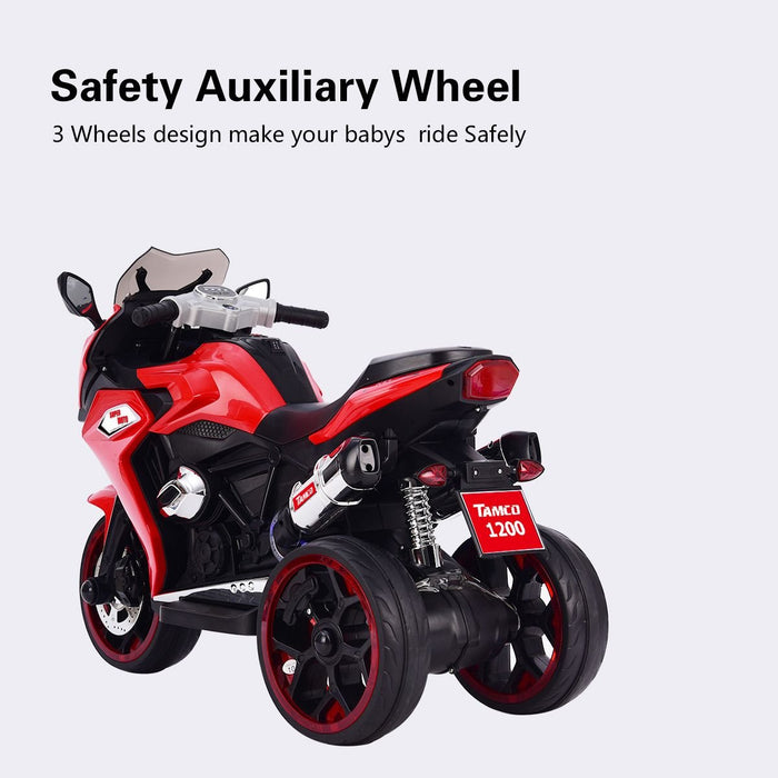 12V Electric Ride - On Motorcycle for Kids - Rechargeable 3 - Wheel Toy with Light - Up Wheels - Monsta Online