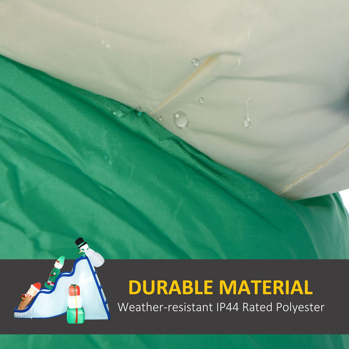 8.5FT Prelit Inflatable Snowman, Elf & Gingerbread Man on Ski Slope with LED Lights - Outdoor Christmas Decoration - Monsta Online