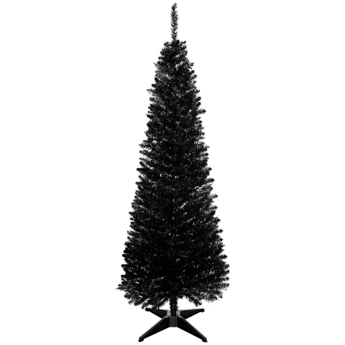 5FT Black Pencil Artificial Christmas Tree — 294 Tips, Unlit, Slim Space - Saving, Plastic Stand - Monsta Online