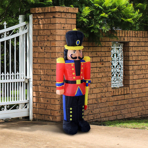 6FT Prelit Inflatable Nutcracker Toy Soldier with LED Lights - Outdoor Christmas Decoration - Monsta Online