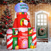 10FT Prelit Inflatable Candy Castle with Santa, Penguin & Reindeer with Flashing LED Lights - Outdoor Christmas Decoration - Monsta Online