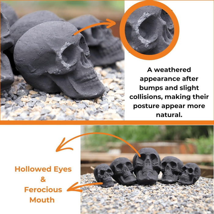Halloween Ceramic Skull Fire Pit Decoration – 7pcs Reusable for Fireplace and Bonfire - Monsta Online