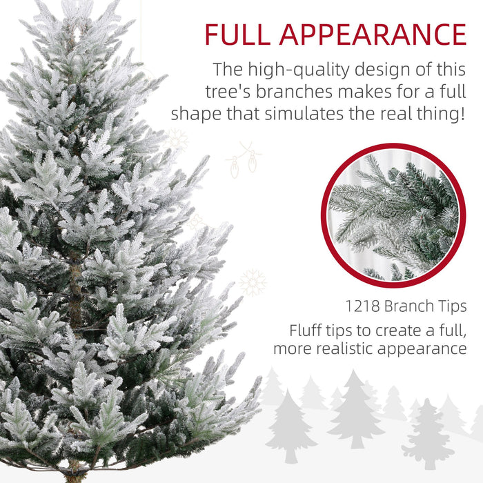 7.5FT Flocked Artificial Christmas Tree — 1218 Nordic Pine Tips, Unlit, Auto - Open, Hinged, Steel Base - Monsta Online