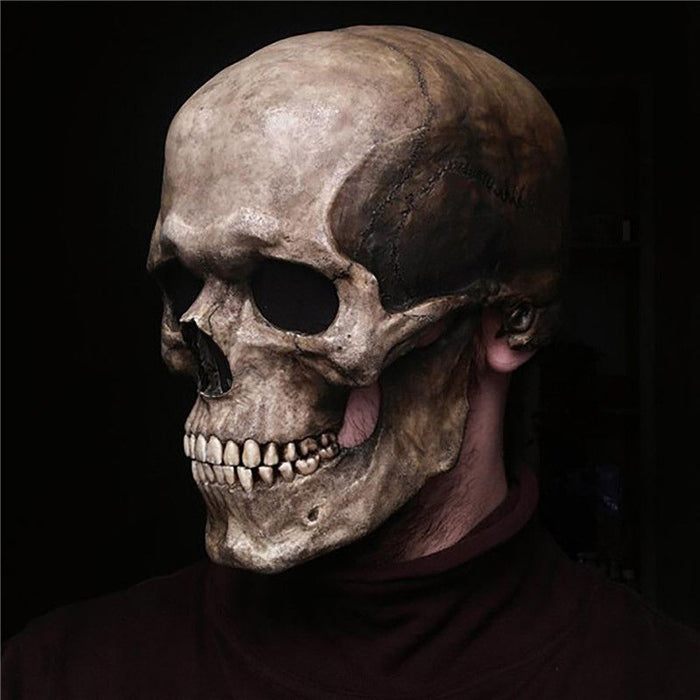 Halloween Full Head Skull Mask – Scary Realistic Movable Jaw Skeleton Helmet Cosplay Prop - Monsta Online