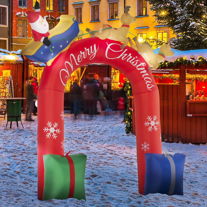 9FT Prelit Inflatable Christmas Arch with Santa Claus Riding Sleigh and LED Lights - Outdoor Decoration - Monsta Online